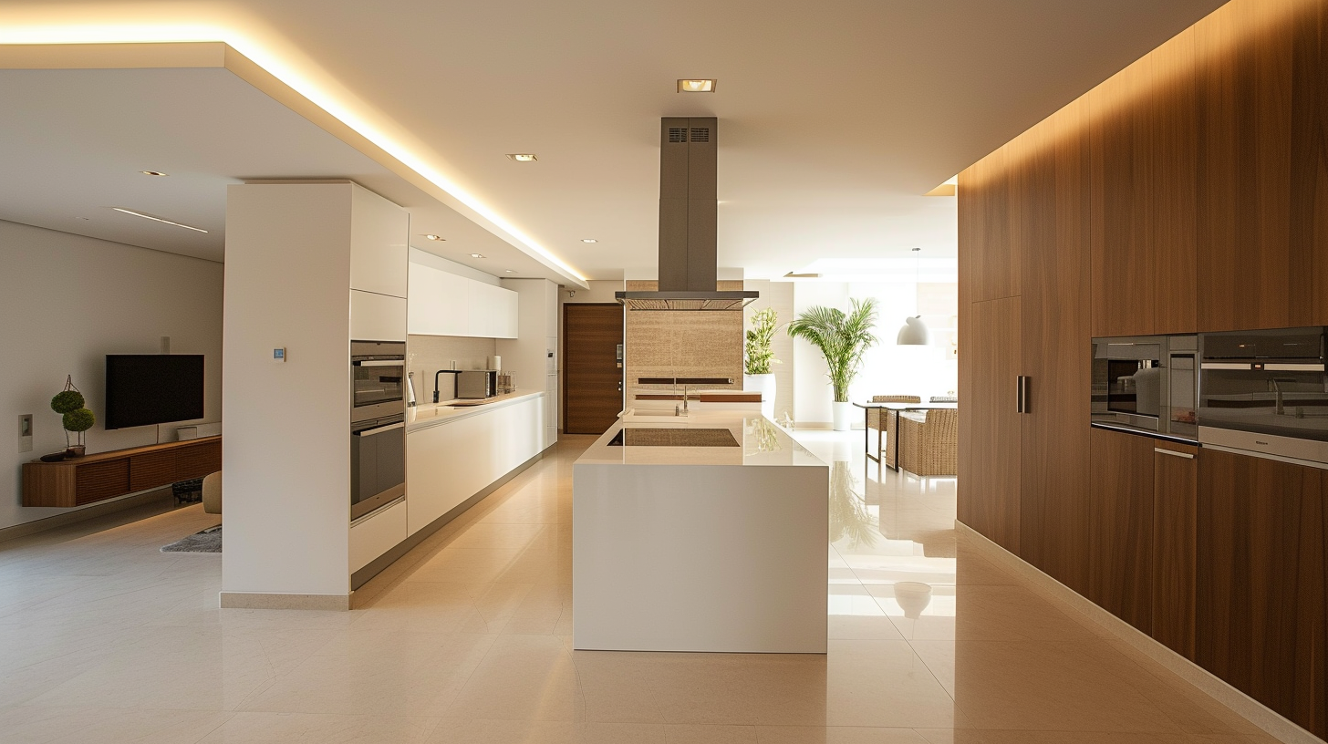 A contemporary luxury villa in Ranchi featuring modern architecture, double-height spaces, bespoke interiors, expansive glazing, designer kitchens, and seamless indoor-outdoor living.