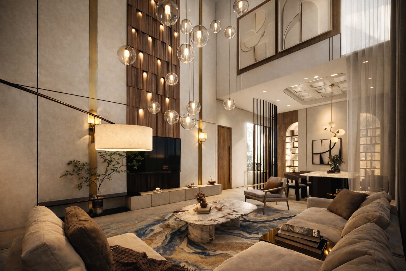 Modern Luxury Residence at Ireo Gurgaon Hills, Gurugram – A 5000 Sq. Ft. bespoke home designed with contemporary aesthetics, refined material palette, and functional luxury. The residence seamlessly blends warm textures, premium finishes, and sophisticated spatial planning to create an elegant living experience.