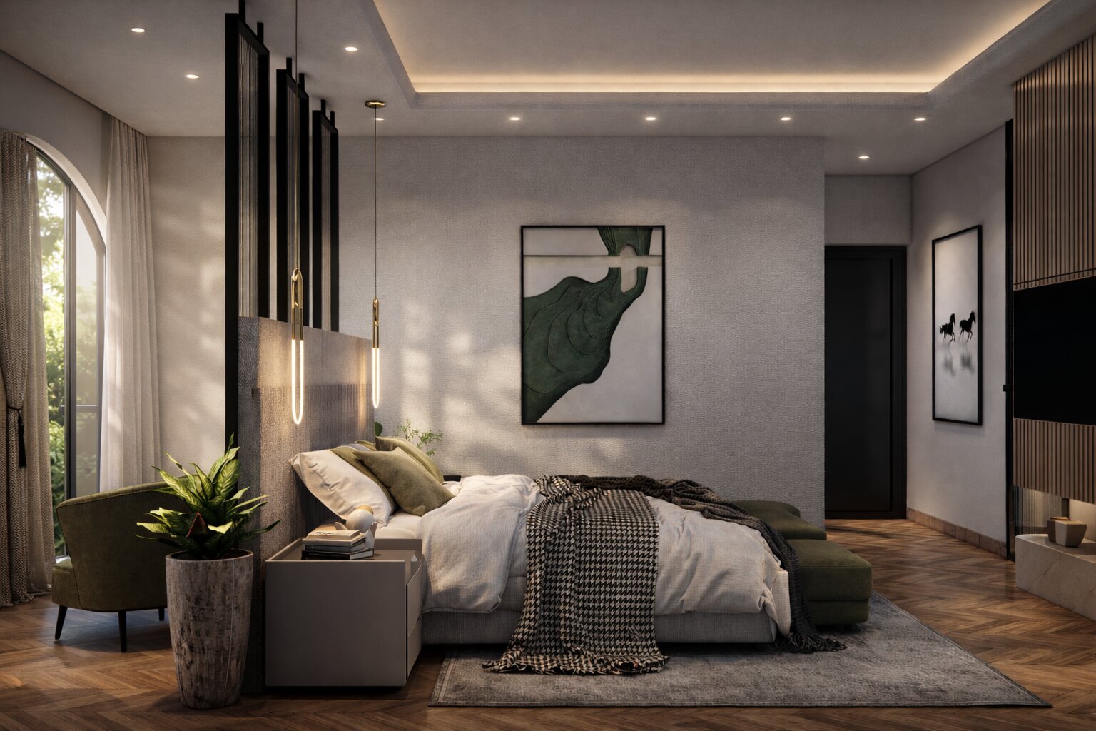 Modern Luxury Residence at Ireo Gurgaon Hills, Gurugram – A 5000 Sq. Ft. bespoke home designed with contemporary aesthetics, refined material palette, and functional luxury. The residence seamlessly blends warm textures, premium finishes, and sophisticated spatial planning to create an elegant living experience.