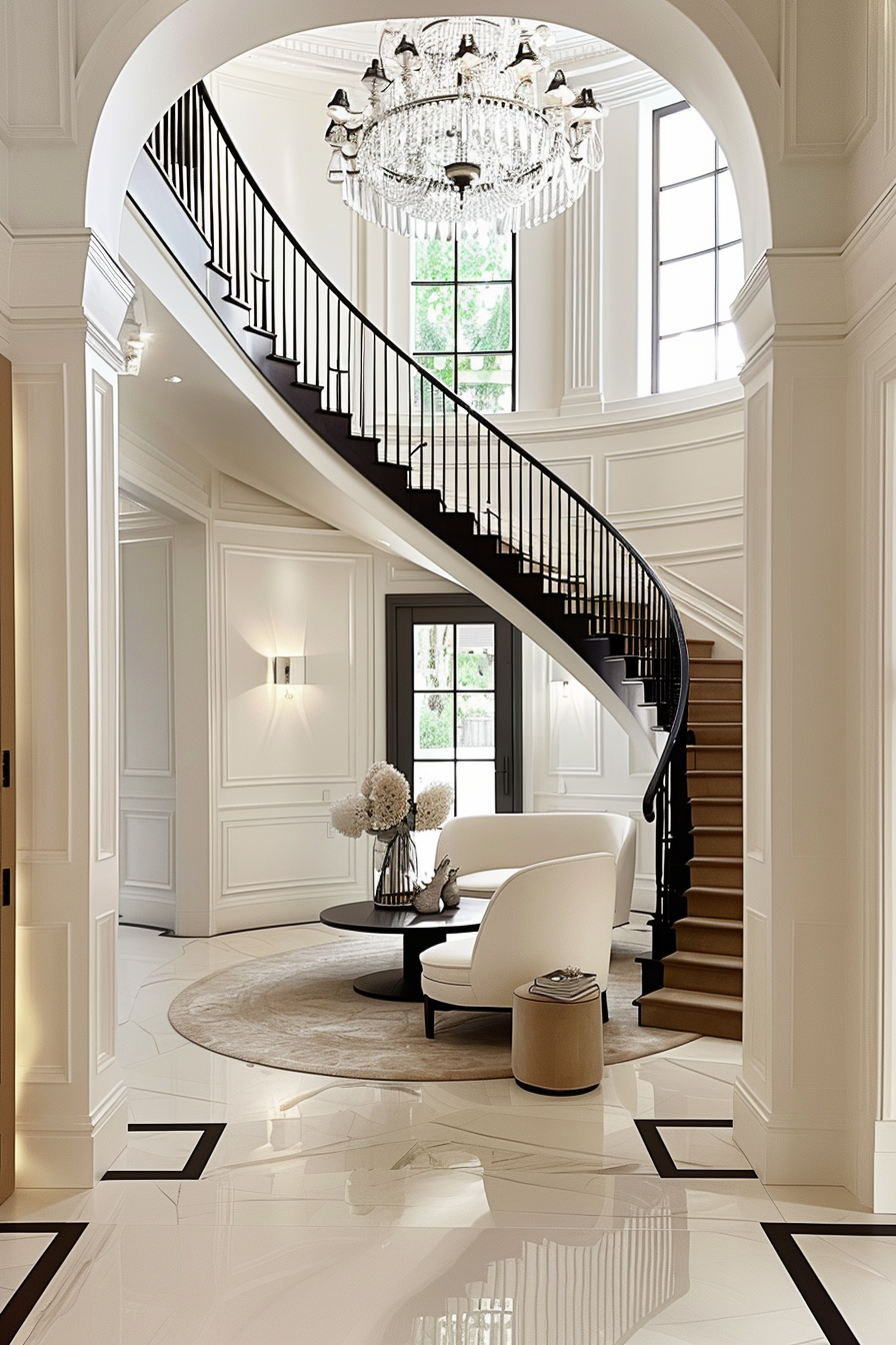A luxury neo-classical villa in Chandigarh featuring elegant architecture, curated interiors, grand chandeliers, bespoke detailing, and resort-style outdoor living.