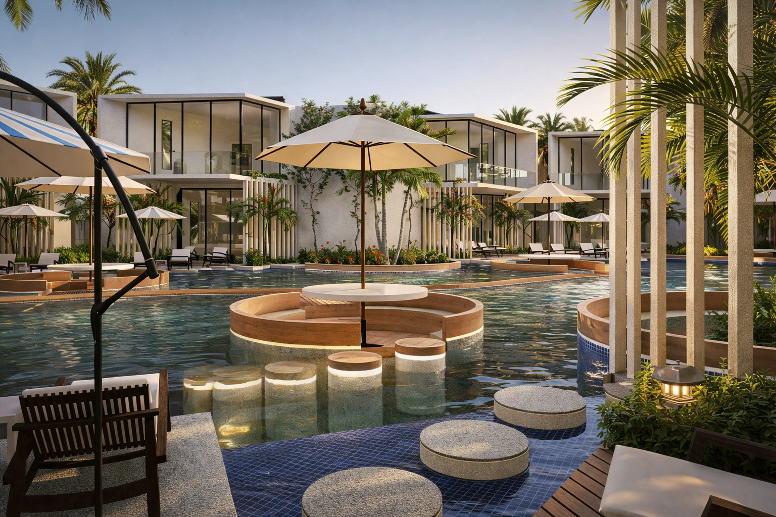 A premium luxury resort in Greater Noida designed to deliver an exclusive hospitality experience. The project features contemporary villas, private pool suites, waterfront leisure spaces, wellness amenities, landscaped gardens, and world-class recreational facilities, creating the perfect blend of luxury, comfort, and nature-inspired living.