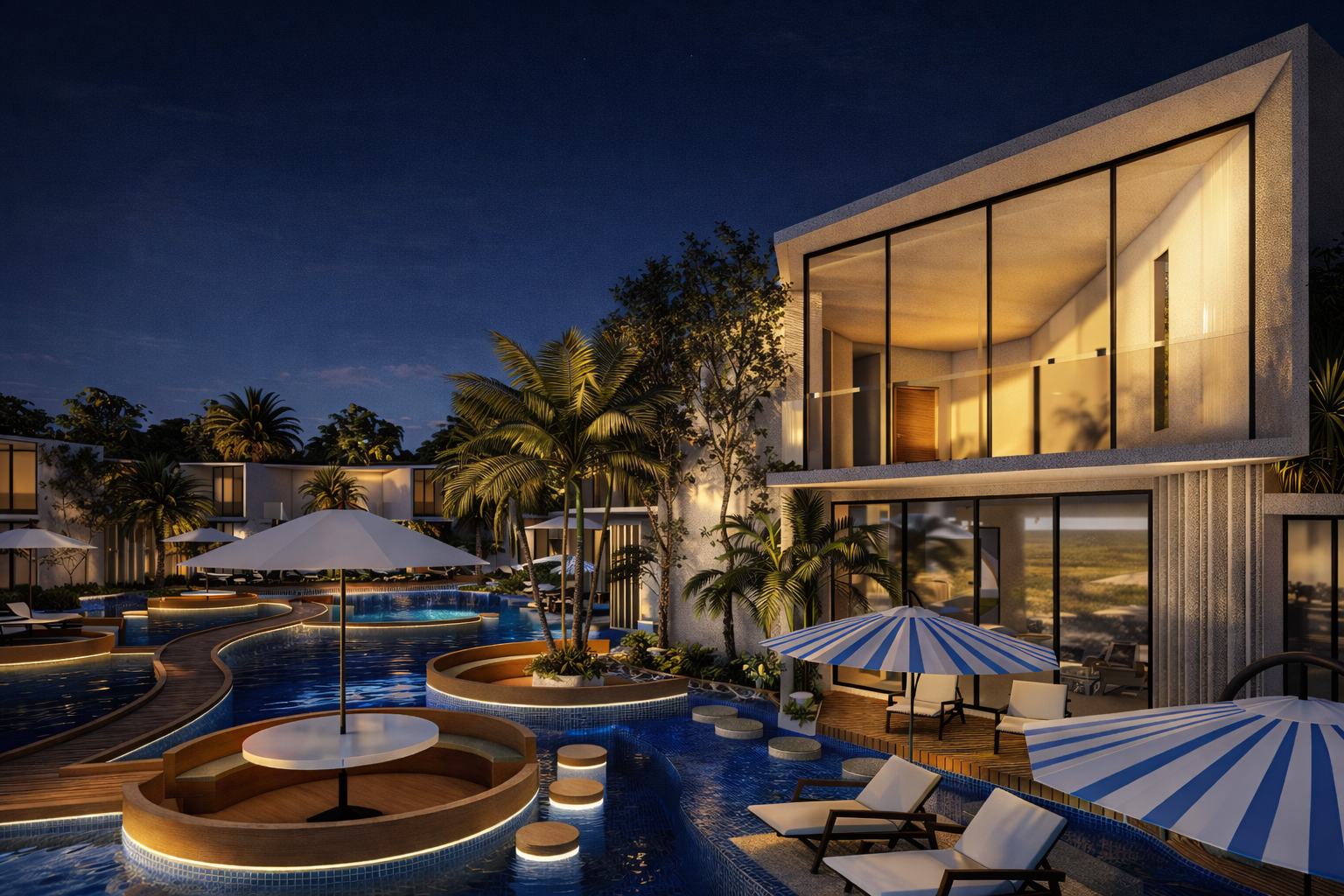 A premium luxury resort in Greater Noida designed to deliver an exclusive hospitality experience. The project features contemporary villas, private pool suites, waterfront leisure spaces, wellness amenities, landscaped gardens, and world-class recreational facilities, creating the perfect blend of luxury, comfort, and nature-inspired living.